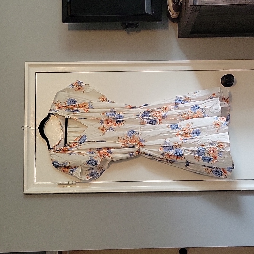 LOFT Flowy Mini Dress with Flower Pattern